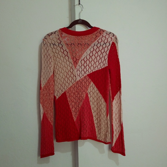 J.jill crochet sweater pink color block - Picture 3 of 6